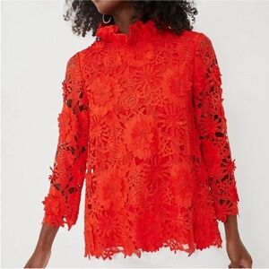 Tuckernuck Red Floral Lace Top S